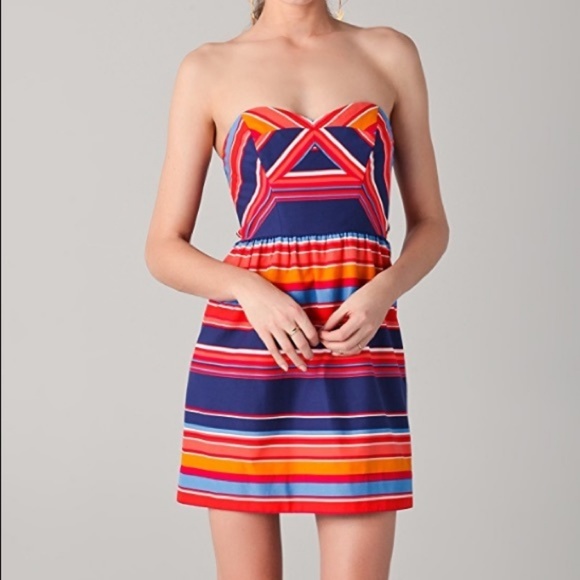 Shoshanna Dresses & Skirts - Shoshanna Strapless Silk Blend Striped Dress